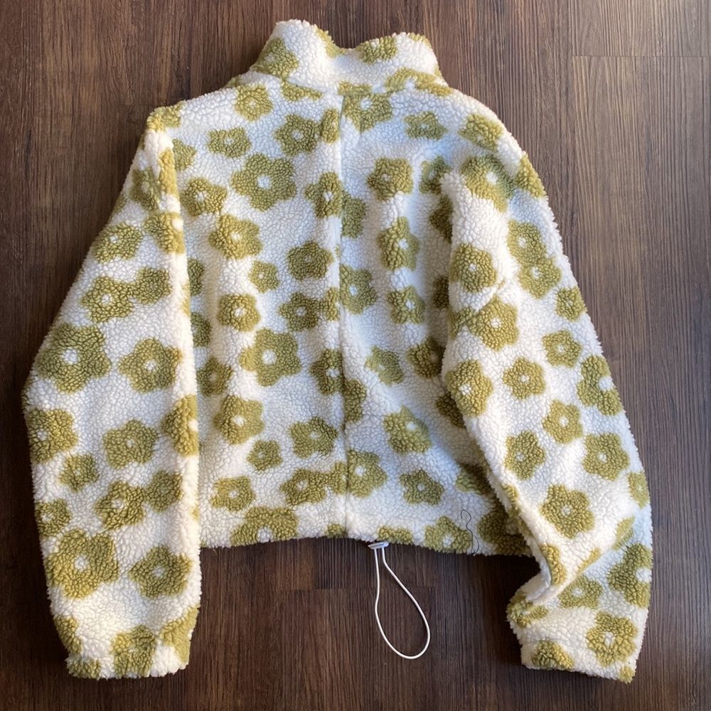 HYFVE Olive Green Floral Print Cropped Top Half Zip Sweater - Picture 4 of 5